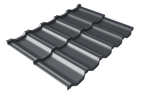 Металлочерепица модульная Квинта Uno Grand Line c 3D резом 0,5 Rooftop Matte RAL 7024 мокрый асфальт купить в Тольятти