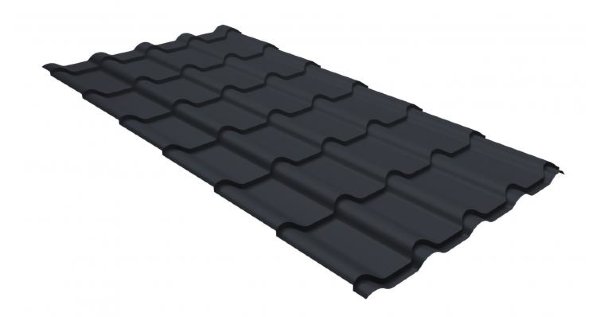 Металлочерепица камея GL 0,5 GreenCoat Pural RR 23 темно-серый (RAL 7024 мокрый асфальт) купить в Тольятти