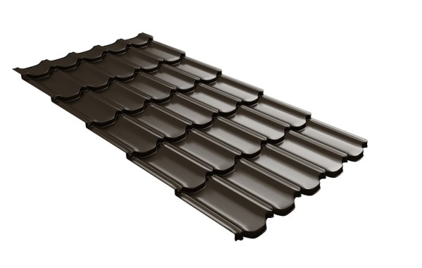 Металлочерепица квинта плюс с 3D резом 0,5 GreenСoat Pural Matt RR 32 темно-коричневый (RAL 8019 серо-коричневый) купить в Тольятти