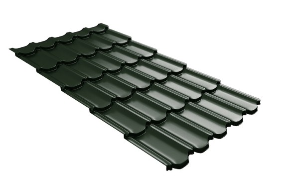 Металлочерепица квинта плюс с 3D резом 0,5 GreenСoat Pural RR 11 темно-зеленый (RAL 6020 хромовая зелень) купить в Тольятти