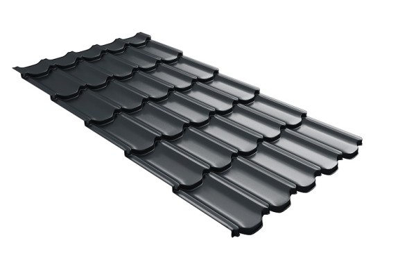 Металлочерепица квинта плюс с 3D резом 0,5 Satin RAL 7016 антрацитово-серый купить в Тольятти