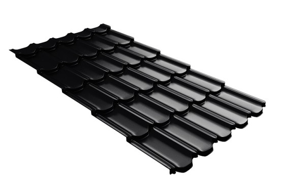 Металлочерепица квинта плюс с 3D резом 0,5 Satin Мatt RAL 9005 черный купить в Тольятти