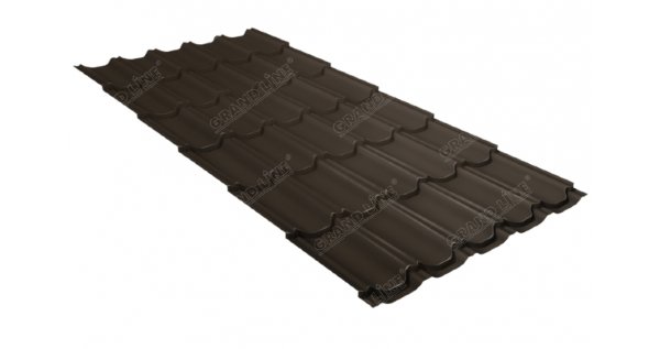 Металлочерепица квинта плюс 0,5 GreenCoat Pural Matt RR 32 темно-коричневый (RAL 8019 серо-коричневый) купить в Тольятти
